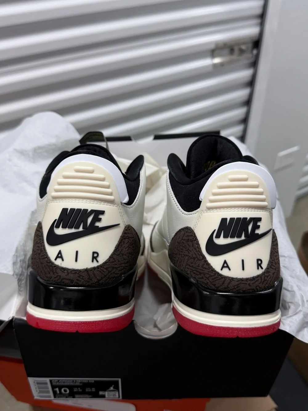 Jordan 3 Retro Men’s size 10 White Black Red with Brown Accents